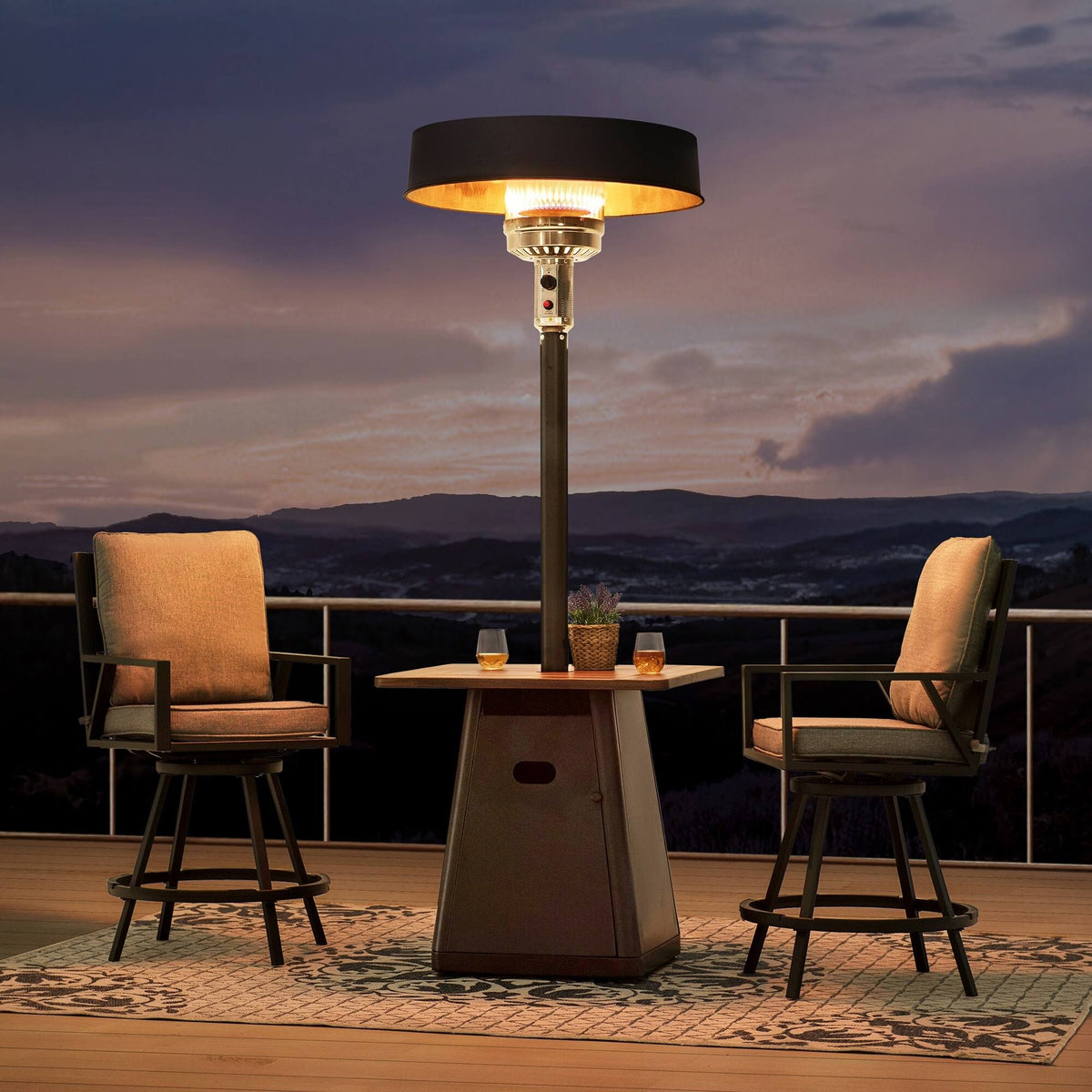 Sunjoy 40,000 BTU Matte Black Steel Frame Outdoor Patio Propane GAS Heater